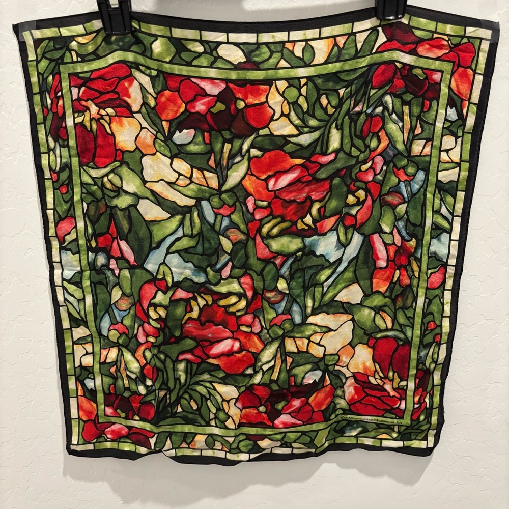 Metropolitan Museum of Art Floral Stained-Glass Style Square Scarf